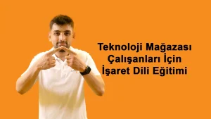 Teknoloji mağazasında işaret dili eğitimi